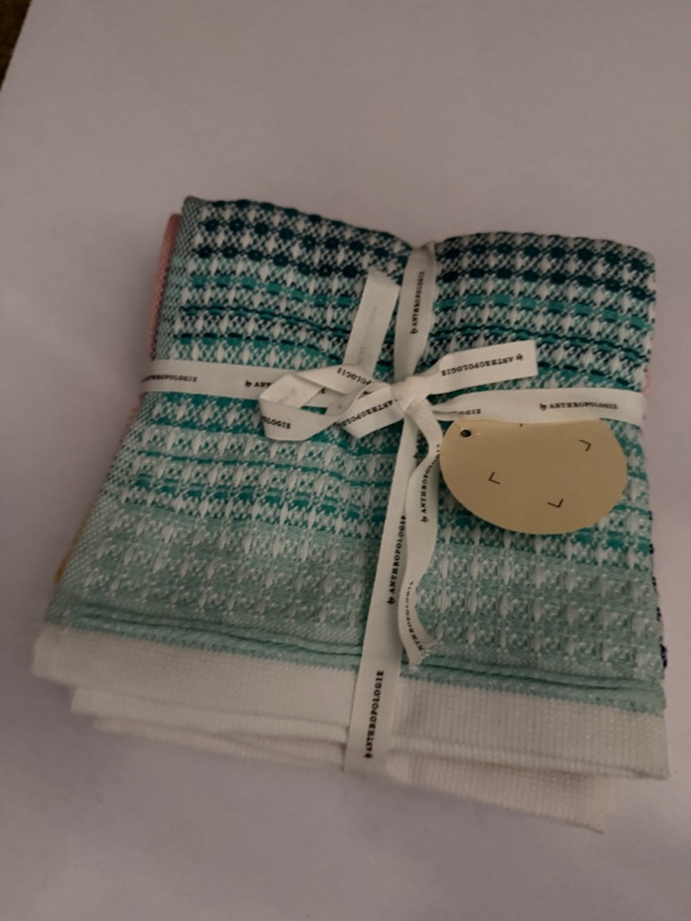 NWT Anthropologie Multi Color White Woven Dish Cloths. Set of Six.